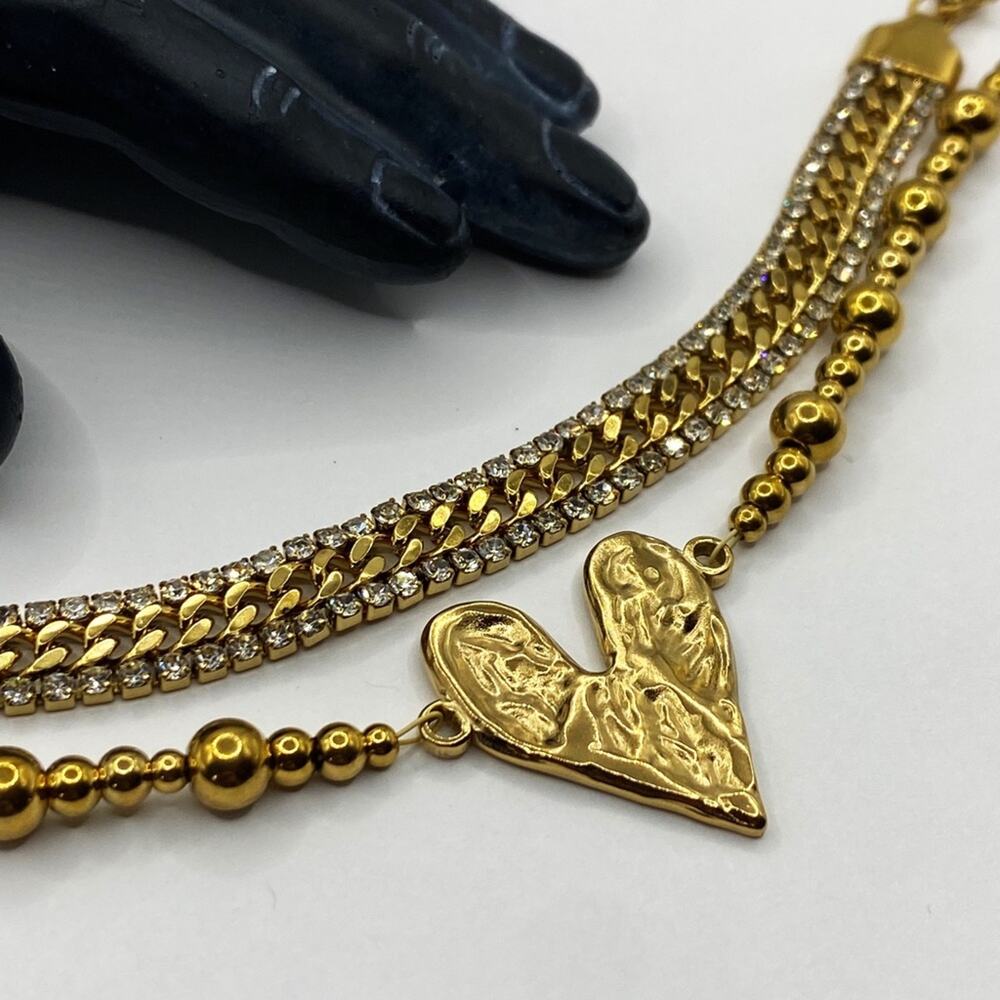 NEW Rhinestone & Heart Layering Bracelet Set - Picture 3 of 9